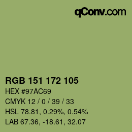 Color code: RGB 151 172 105 | qconv.com