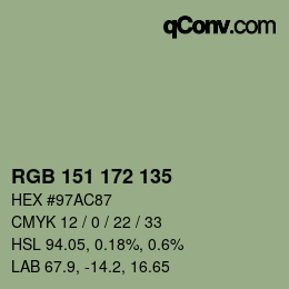 Color code: RGB 151 172 135 | qconv.com
