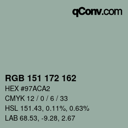 カラーコード: RGB 151 172 162 | qconv.com