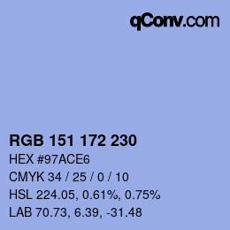 Color code: RGB 151 172 230 | qconv.com
