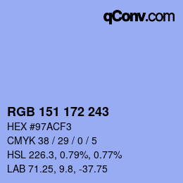 Color code: RGB 151 172 243 | qconv.com