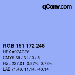 颜色代码: RGB 151 172 248 | qconv.com