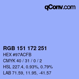 カラーコード: RGB 151 172 251 | qconv.com