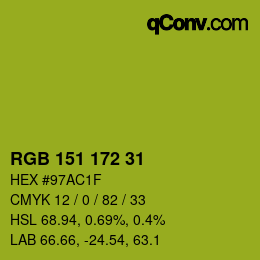 Color code: RGB 151 172 31 | qconv.com