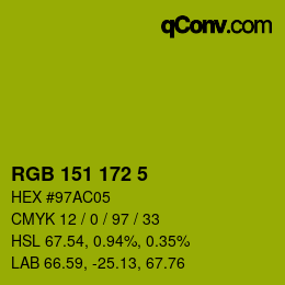 カラーコード: RGB 151 172 5 | qconv.com
