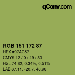 颜色代码: RGB 151 172 87 | qconv.com