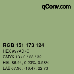 Código de color: RGB 151 173 124 | qconv.com