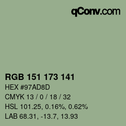 Color code: RGB 151 173 141 | qconv.com