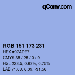 Color code: RGB 151 173 231 | qconv.com