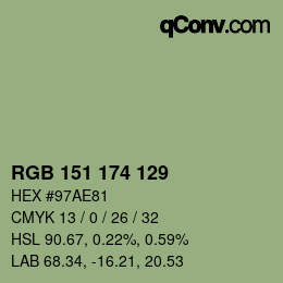 Code couleur: RGB 151 174 129 | qconv.com