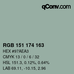 Color code: RGB 151 174 163 | qconv.com