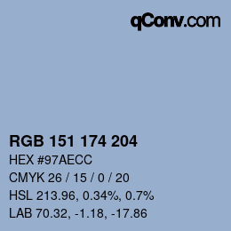 カラーコード: RGB 151 174 204 | qconv.com
