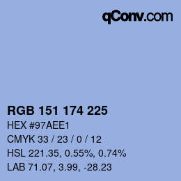 Color code: RGB 151 174 225 | qconv.com