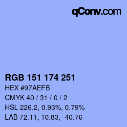 Color code: RGB 151 174 251 | qconv.com