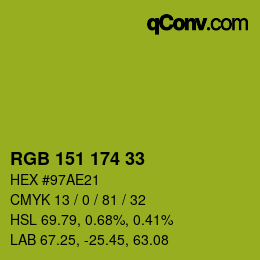 Color code: RGB 151 174 33 | qconv.com