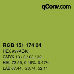 カラーコード: RGB 151 174 64 | qconv.com
