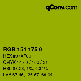 カラーコード: RGB 151 175 0 | qconv.com