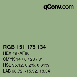 Color code: RGB 151 175 134 | qconv.com