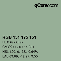 Color code: RGB 151 175 151 | qconv.com