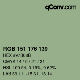 カラーコード: RGB 151 176 139 | qconv.com