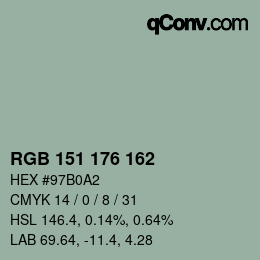 Color code: RGB 151 176 162 | qconv.com