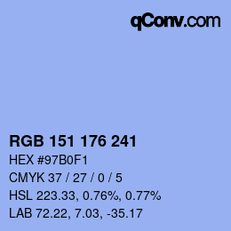 Color code: RGB 151 176 241 | qconv.com