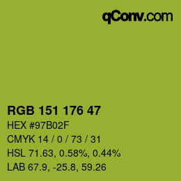 Color code: RGB 151 176 47 | qconv.com