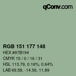 カラーコード: RGB 151 177 148 | qconv.com