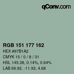 Color code: RGB 151 177 162 | qconv.com