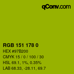 Color code: RGB 151 178 0 | qconv.com