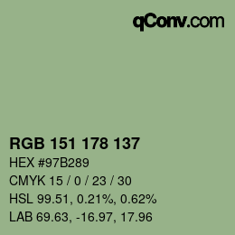 カラーコード: RGB 151 178 137 | qconv.com