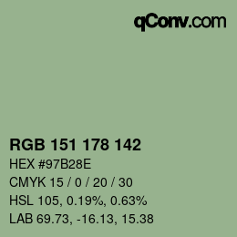 Color code: RGB 151 178 142 | qconv.com