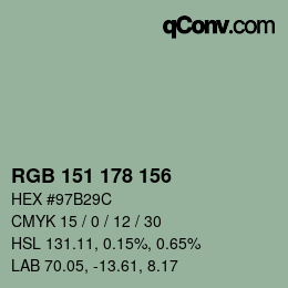 カラーコード: RGB 151 178 156 | qconv.com