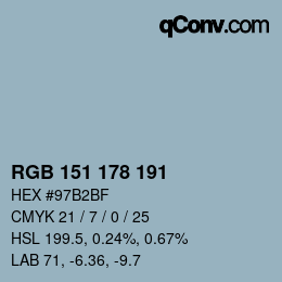 カラーコード: RGB 151 178 191 | qconv.com
