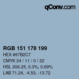 カラーコード: RGB 151 178 199 | qconv.com