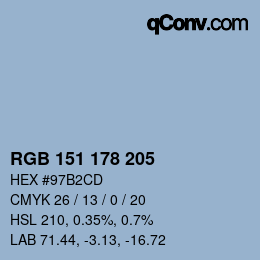 カラーコード: RGB 151 178 205 | qconv.com