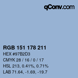 Color code: RGB 151 178 211 | qconv.com