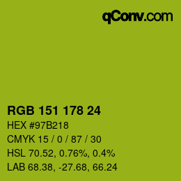 Color code: RGB 151 178 24 | qconv.com