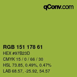 Color code: RGB 151 178 61 | qconv.com