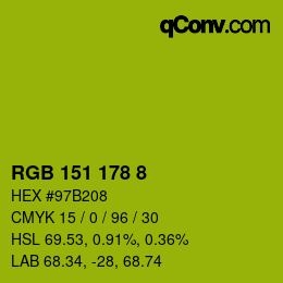 Color code: RGB 151 178 8 | qconv.com
