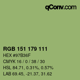颜色代码: RGB 151 179 111 | qconv.com