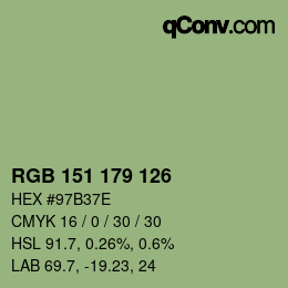 Color code: RGB 151 179 126 | qconv.com