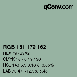 Color code: RGB 151 179 162 | qconv.com