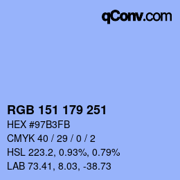 Color code: RGB 151 179 251 | qconv.com