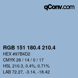 カラーコード: RGB 151 180.4 210.4 | qconv.com