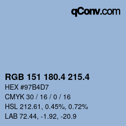 カラーコード: RGB 151 180.4 215.4 | qconv.com