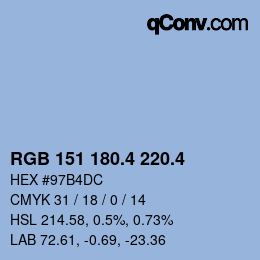 カラーコード: RGB 151 180.4 220.4 | qconv.com