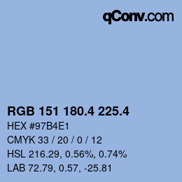 カラーコード: RGB 151 180.4 225.4 | qconv.com