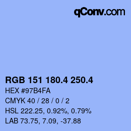 カラーコード: RGB 151 180.4 250.4 | qconv.com