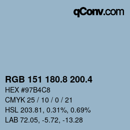カラーコード: RGB 151 180.8 200.4 | qconv.com